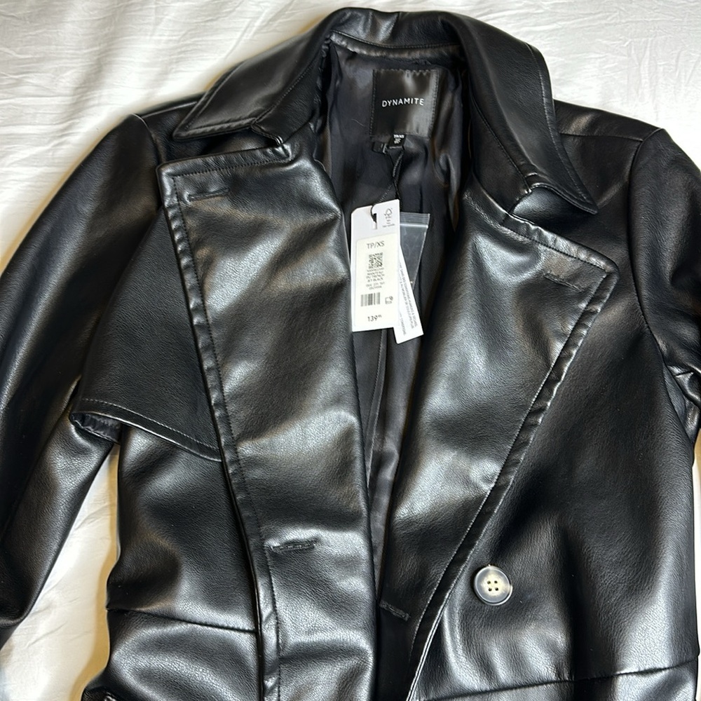Brand New Pleather trench coat - Picture 3 of 9
